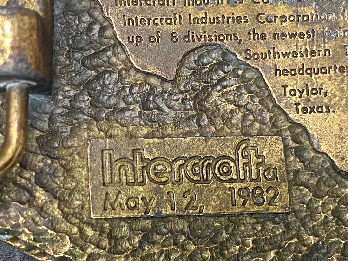 1982  Ornate Intercraft Industries Texas Iic Company Advertising Belt Buckle