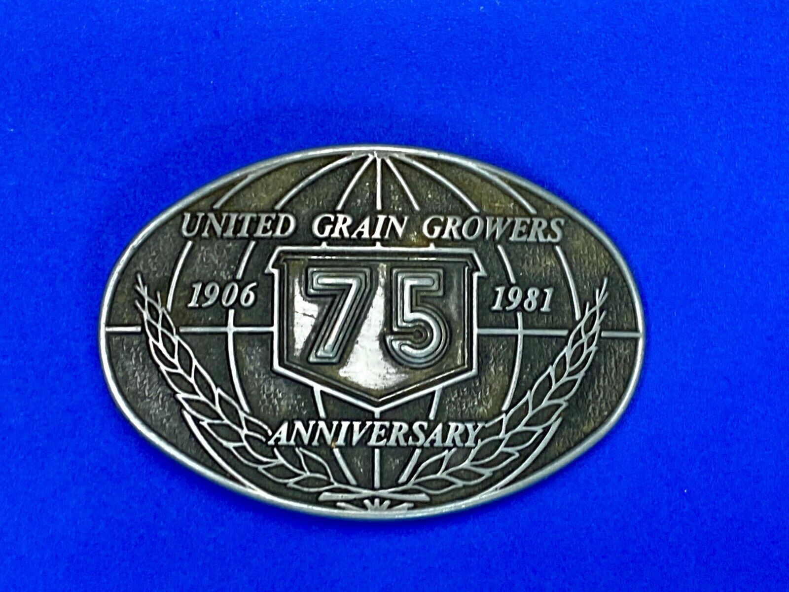 United Grain Growers 75 Years 1906-1981 Farming Commemorative Belt Buckle