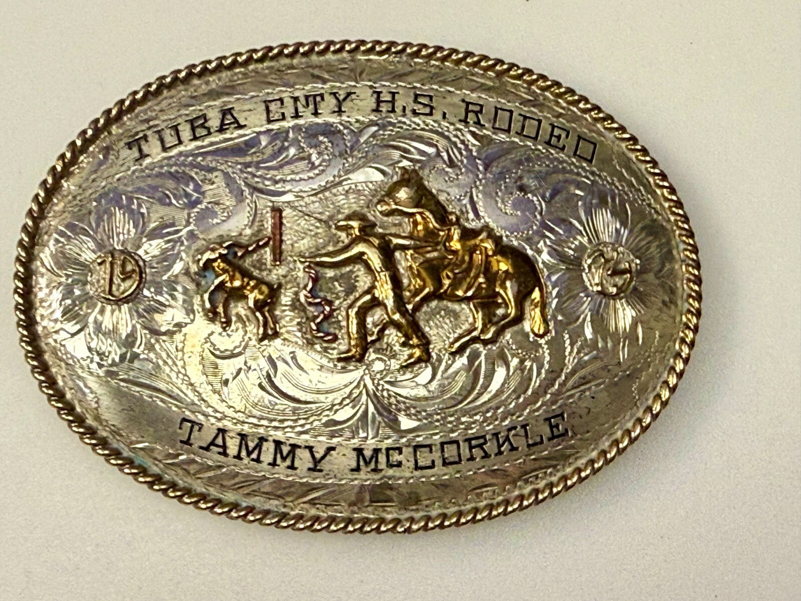 Tuba City High School Rodeo B-K Silversmiths Award Trophy Belt Buckle
