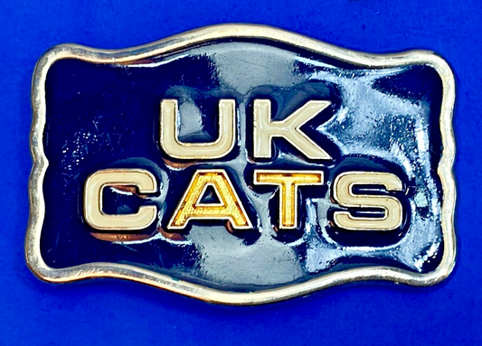 Uk Cats Western Framed Vintage Black And Gold Tone  Belt Buckle