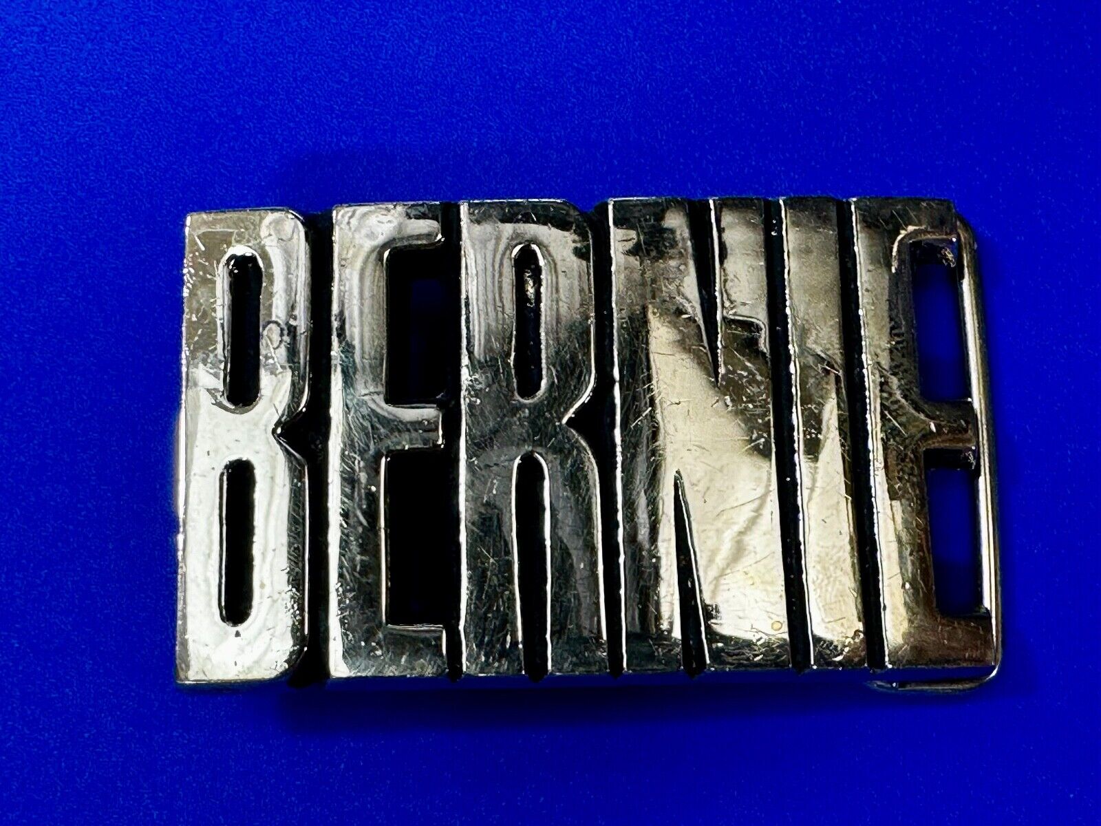 Bernie - Custom Block Letter Cutout Name Solid Brass Belt Buckle by Baron