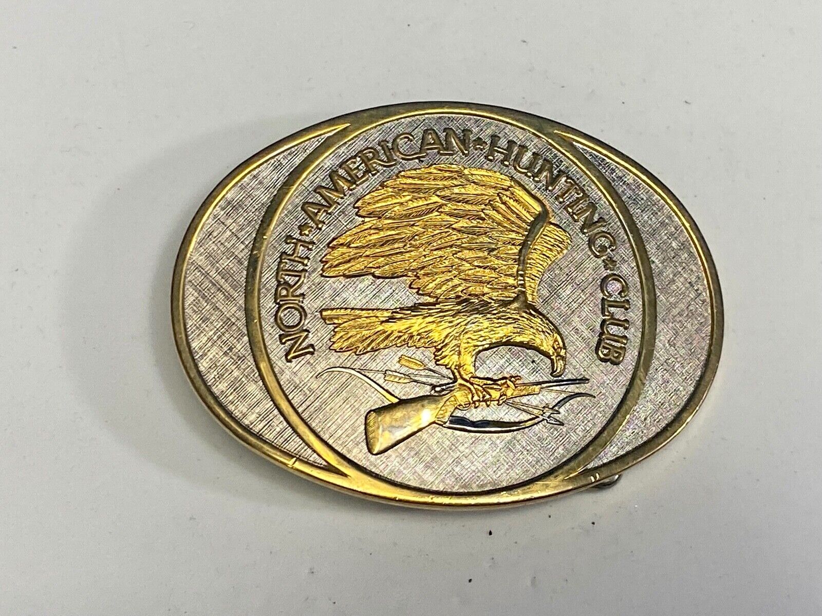 24K Gold / Rhodium Plate!  North American Hunting Club Life Member Belt Buckle