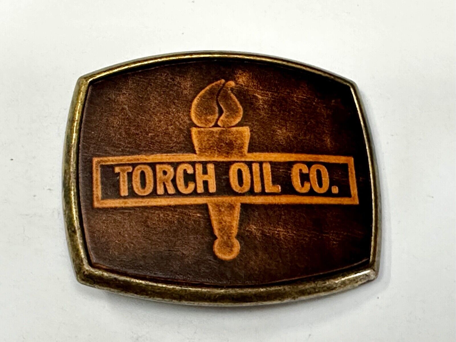 Torch Oil Company gas mine drilling refinery Vintage El-Cid Belt Buckle