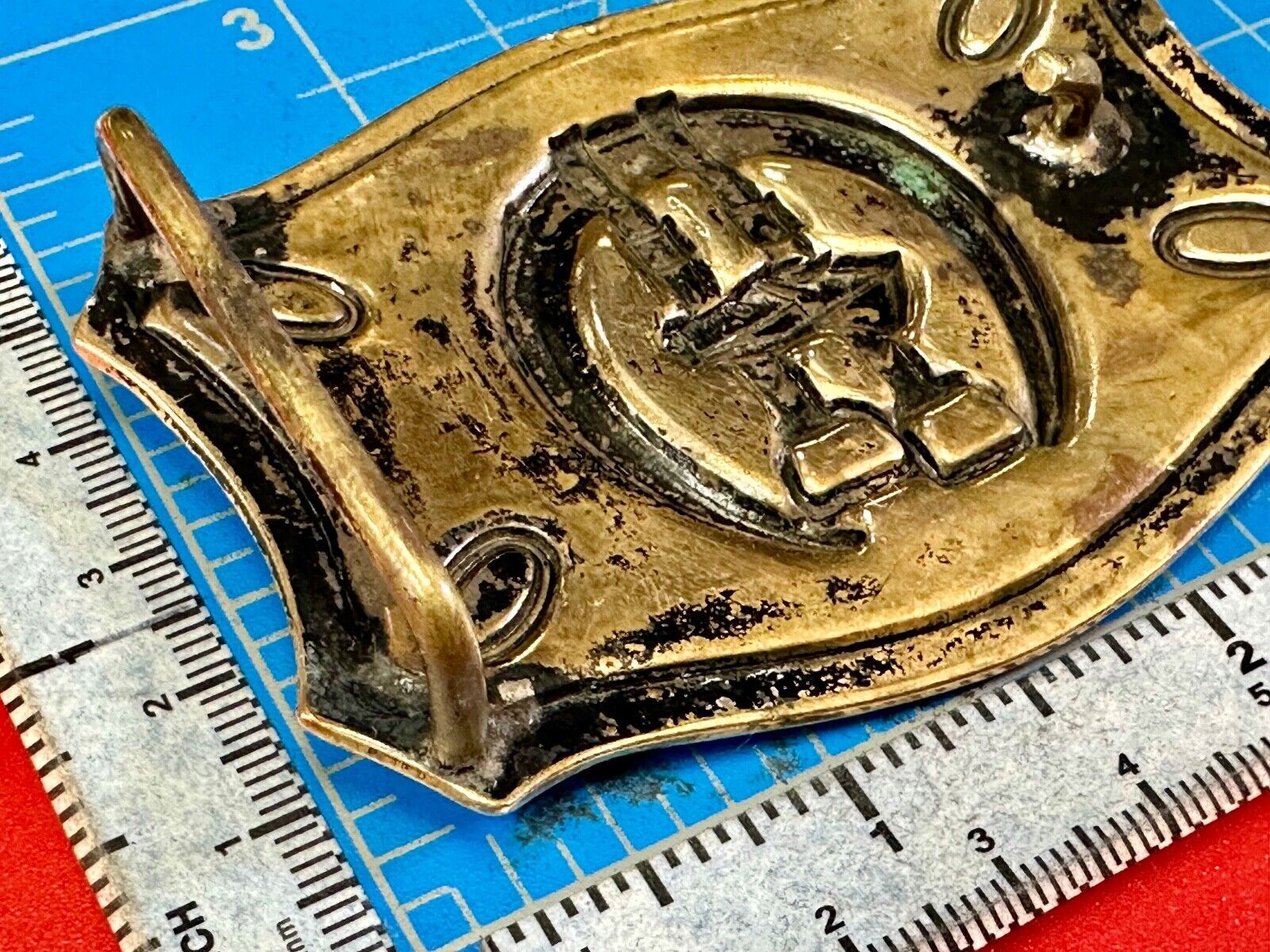 Vintage horse, head &  stirrups western lucky horseshoe belt buckle