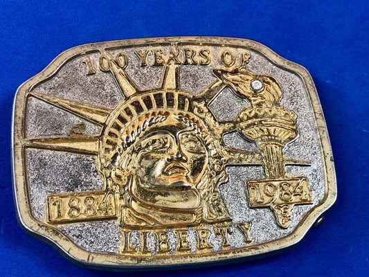 100 Years of Liberty 1886-1986 ~ Lady Liberty Belt Buckle - God Bless America 