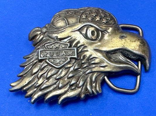 Bikers Eagle USA Motorcycle Rider figural cutout Head beak bandana belt buckle