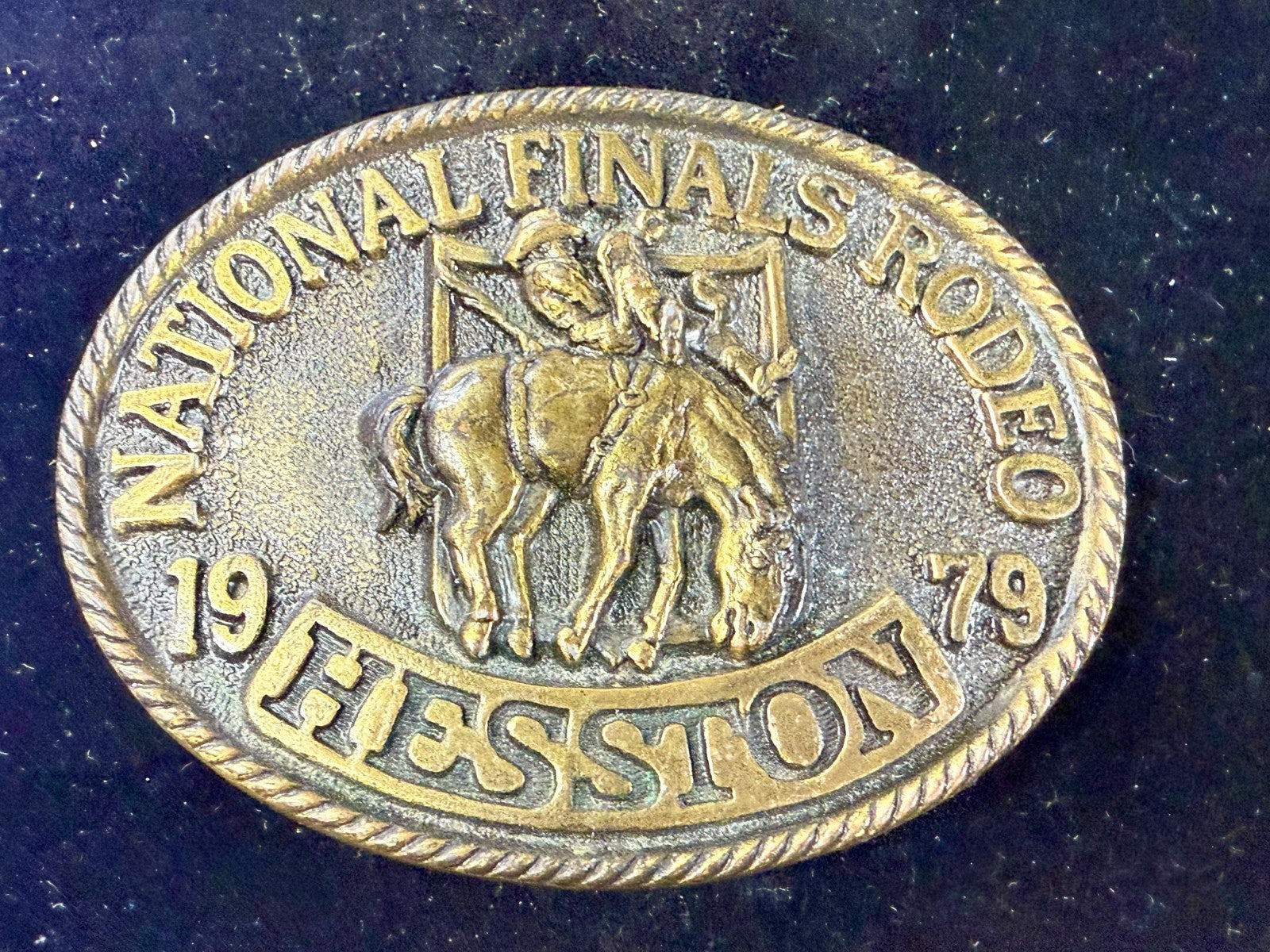 1979 Hesston NFR National Finals Rodeo Cowboys Western Vintage Belt Buckle