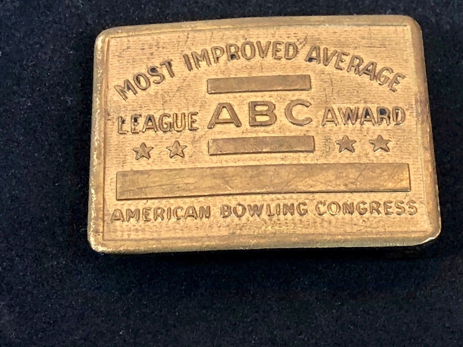 American Bowling Congress Award Belt Buckle Most Improved Average