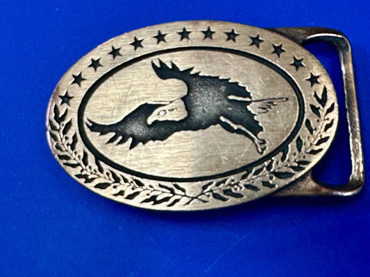 BALD EAGLE - vintage Tech Ether Guild Hippy style solid brass belt buckle