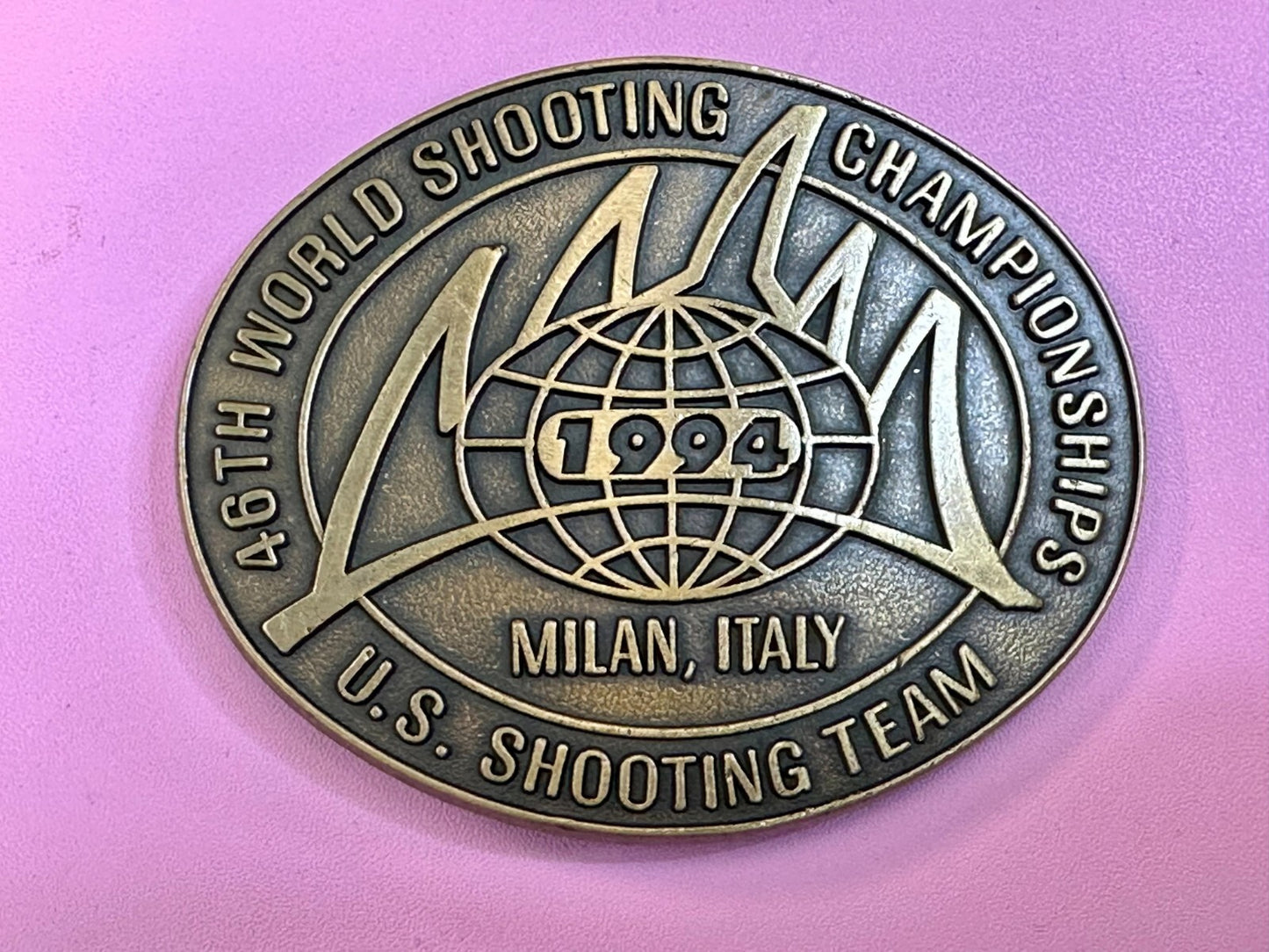 46TH World US Shooting Championship 1994 Milan Italy Commemorative Belt Buckle