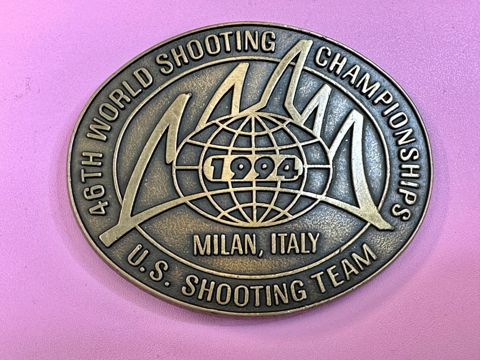 46TH World US Shooting Championship 1994 Milan Italy Commemorative Belt Buckle