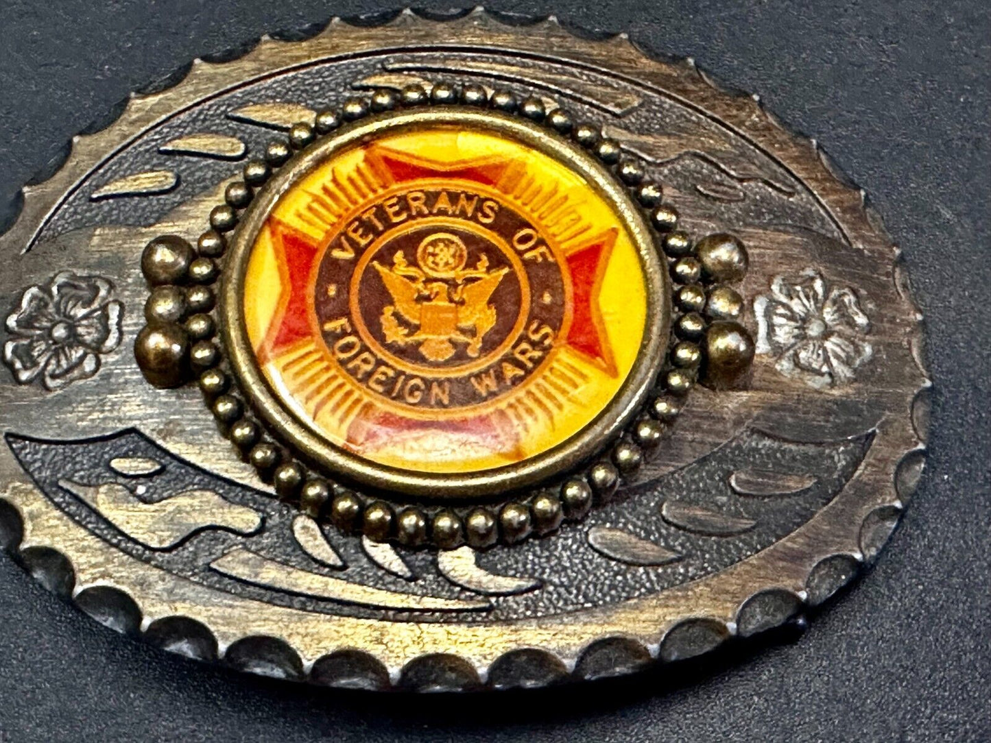 Veterans VFW Belt Buckle - or blank for your silver dollar coin or 39mm stone!