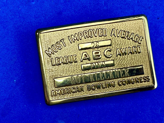 Vintage  AMERICAN BOWLING CONGRESS Most Improved ABC LEAGUE AWARD BELT BUCKLE