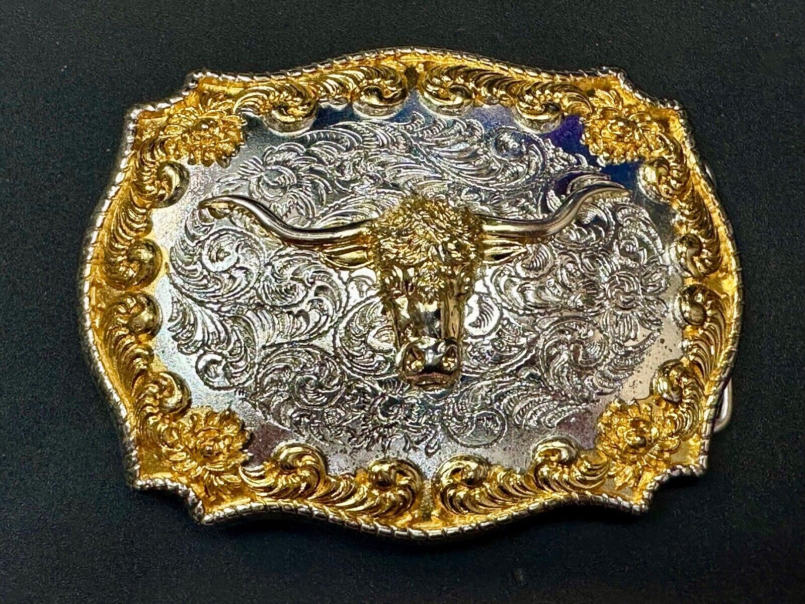 Texas longhorn - Two tone highly Detailed Western Belt Buckle by Jeans Friend