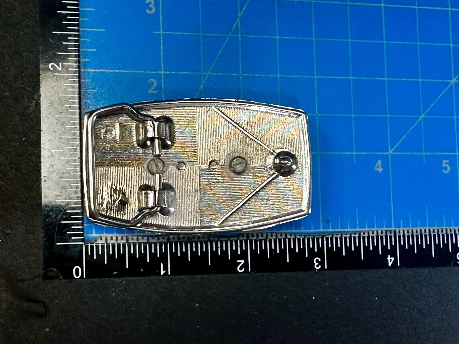 Vesuvianite? Cabochon Cab Centerpiece - Western silver & black color Belt Buckle