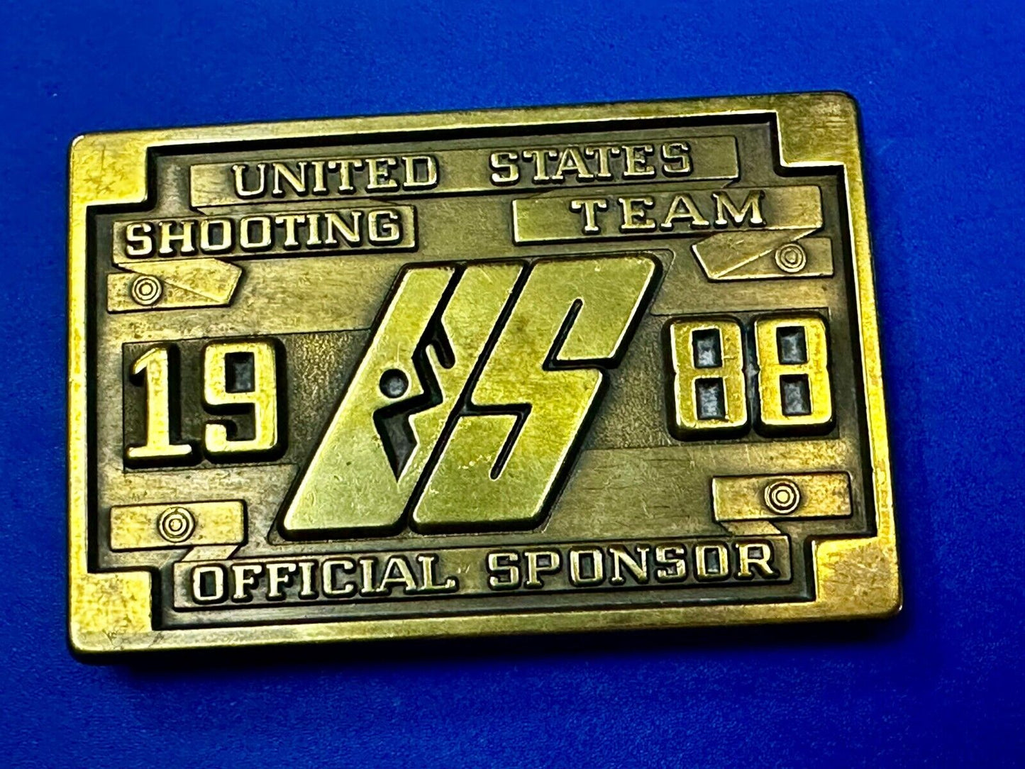 United States Shooting Team 1988 Official Sponsor Seoul Korea Belt Buckle