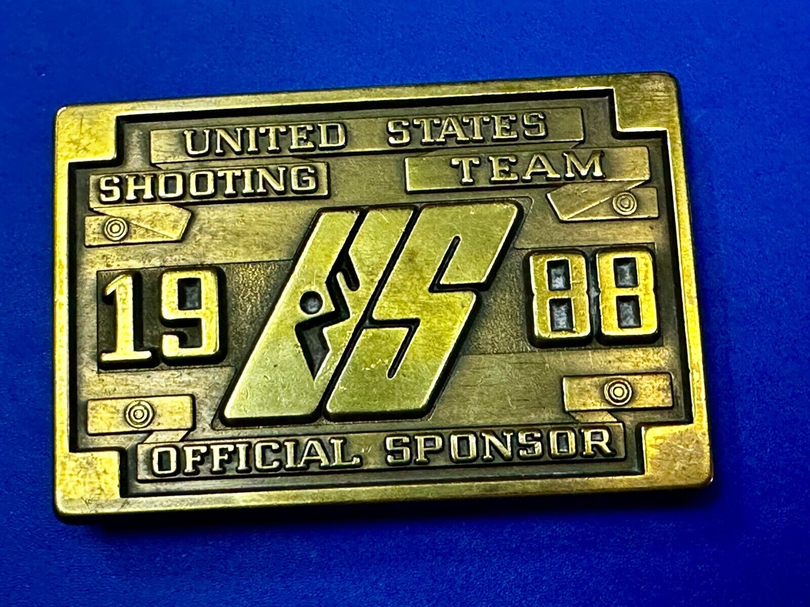 United States Shooting Team 1988 Official Sponsor Seoul Korea Belt Buckle
