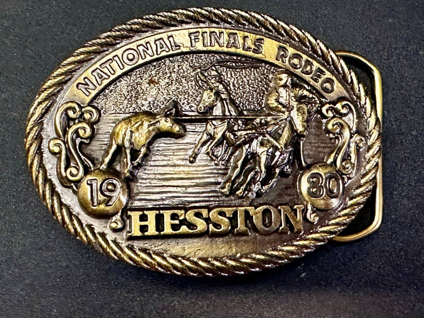 1980 Hesston NFR National Finals Rodeo Cowboys Western Belt Buckle