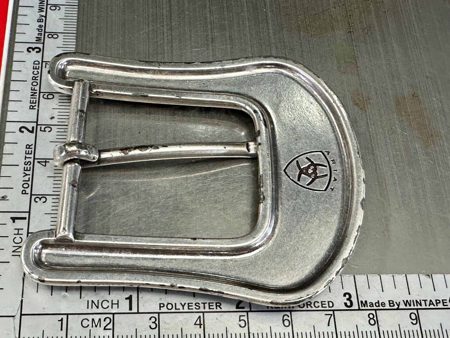 Ariat signed western ornate ranger silver tone belt buckle with Rhinestone's