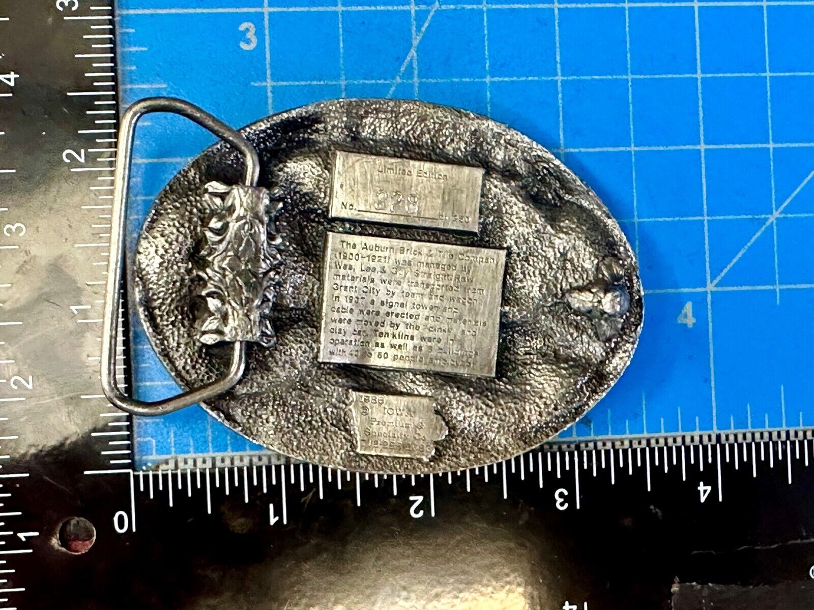 AUBURN IOWA 1887 CENTENNIAL CELEBRATION VINTAGE BELT BUCKLE