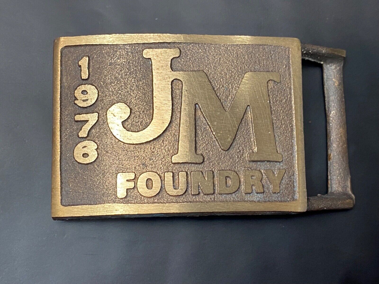 Vintage 1976 JM FOUNDRY Castings Summerville SC Company Advertising Belt Buckle