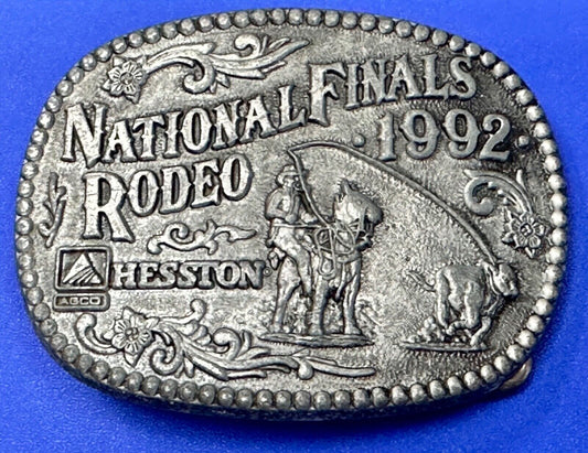 1992 Hesston National Finals Rodeo NFR Youth Size Award Design Medal Belt Buckle