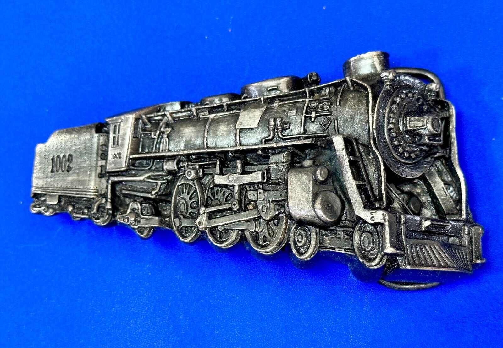 Vintage 1978 RR train Steam Engine Bergamot cutout belt buckle