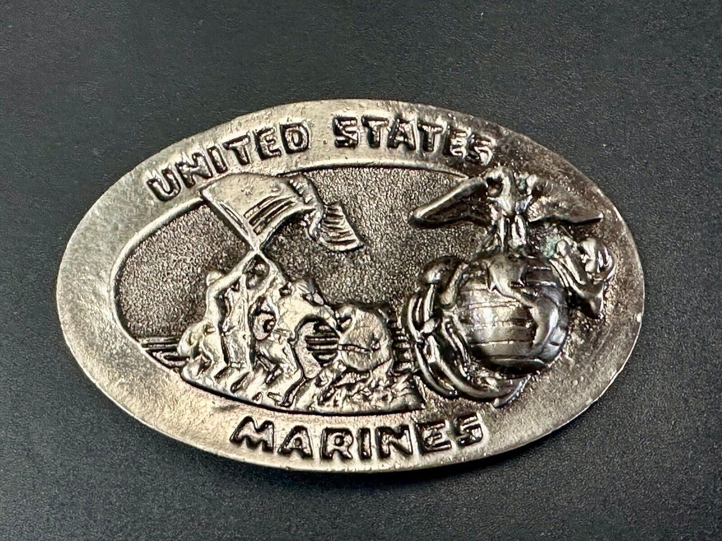 United States Marine's  Flag Memorial Eagle Anchor Emblem vintage belt buckle