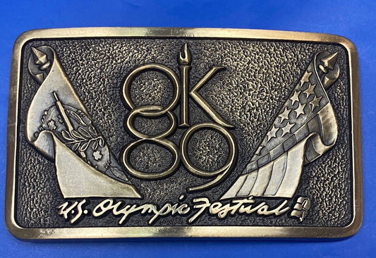 1989 Olympics Festival Commemorative Solid Brass Belt Buckle By Mwt
