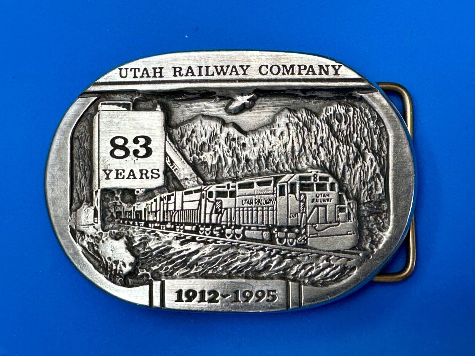 Utah Railway Co Vtg Train Railroad 83 Years - Gary Prazen Sculpture Belt Buckle