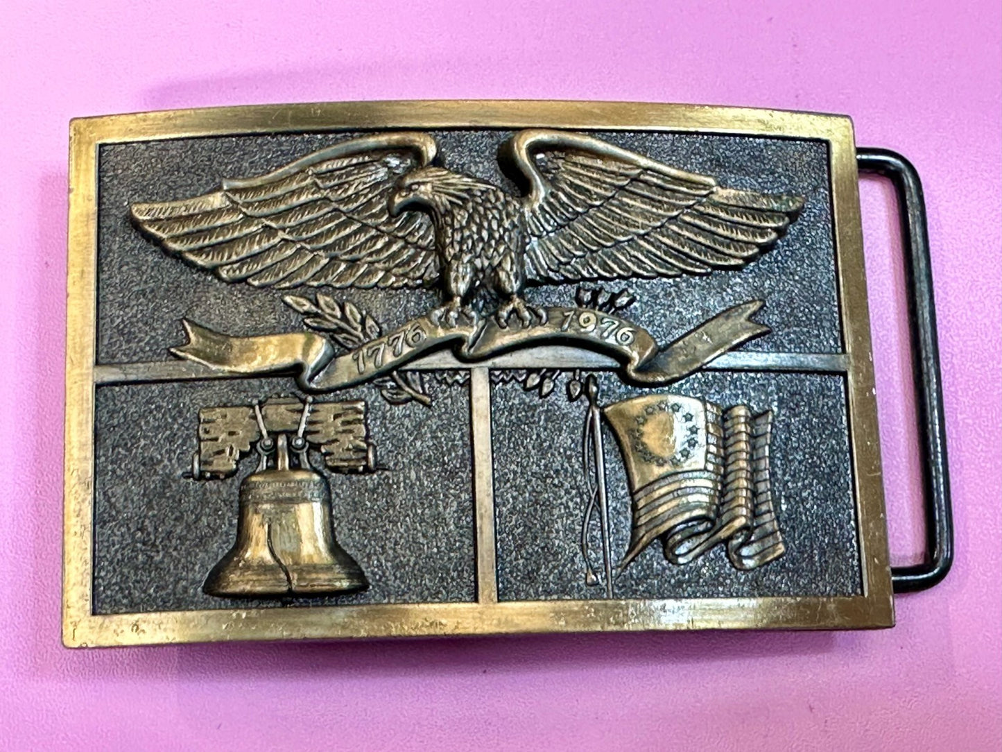 American Heritage Symbol Bicentennial Eagle Bell State Flag Belt Buckle