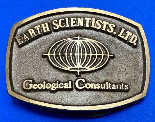 Vintage Earth Scientists LTD 0 Geological Consultants advertising belt buckle