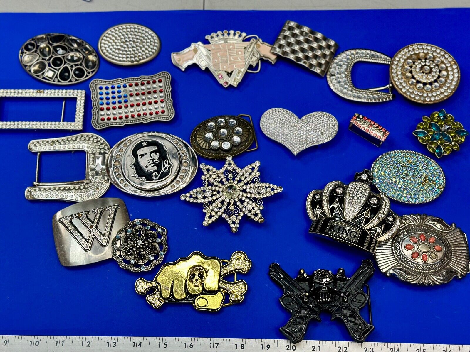 21 Bulk Lot Junk Drawer Grab Bag of REPAIR Belt Buckle - Missing Rhinestone's
