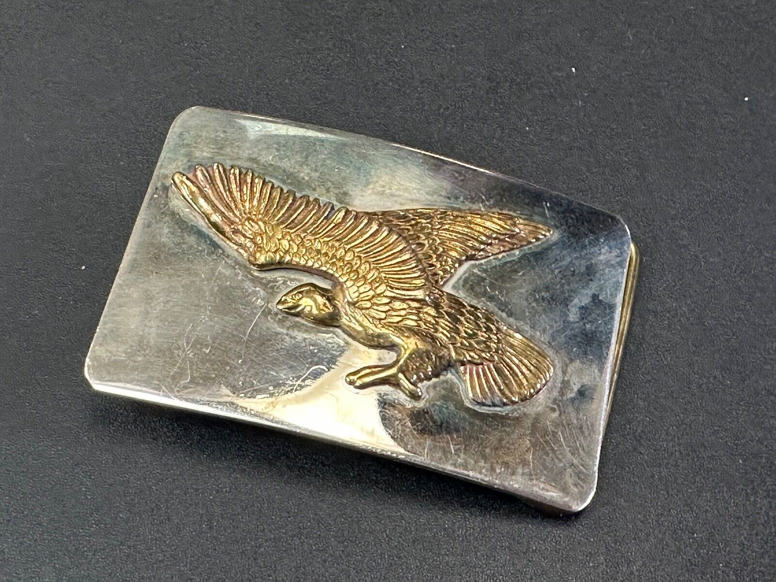 The EAGLE - Patriotic Western Vintage two tone rectangular belt buckle