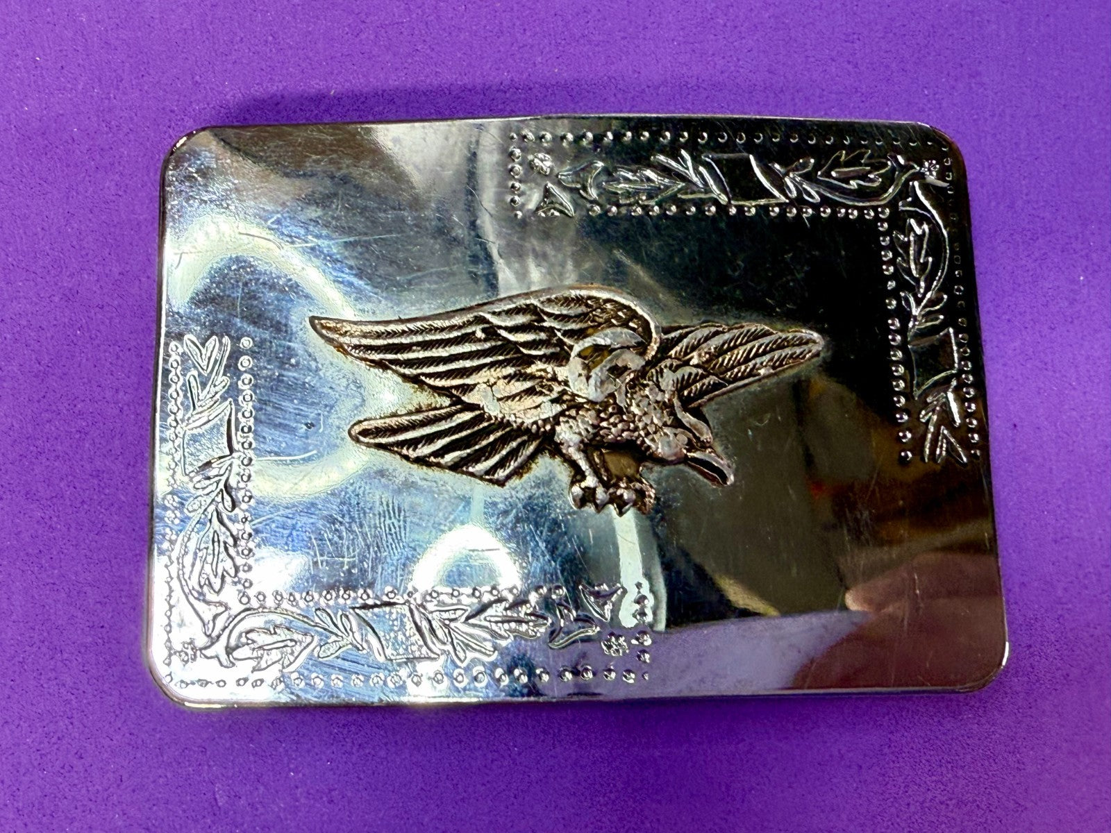 American Eagle Flying Diving Hunting Two Tone Mirrored Western Style Belt Buckle