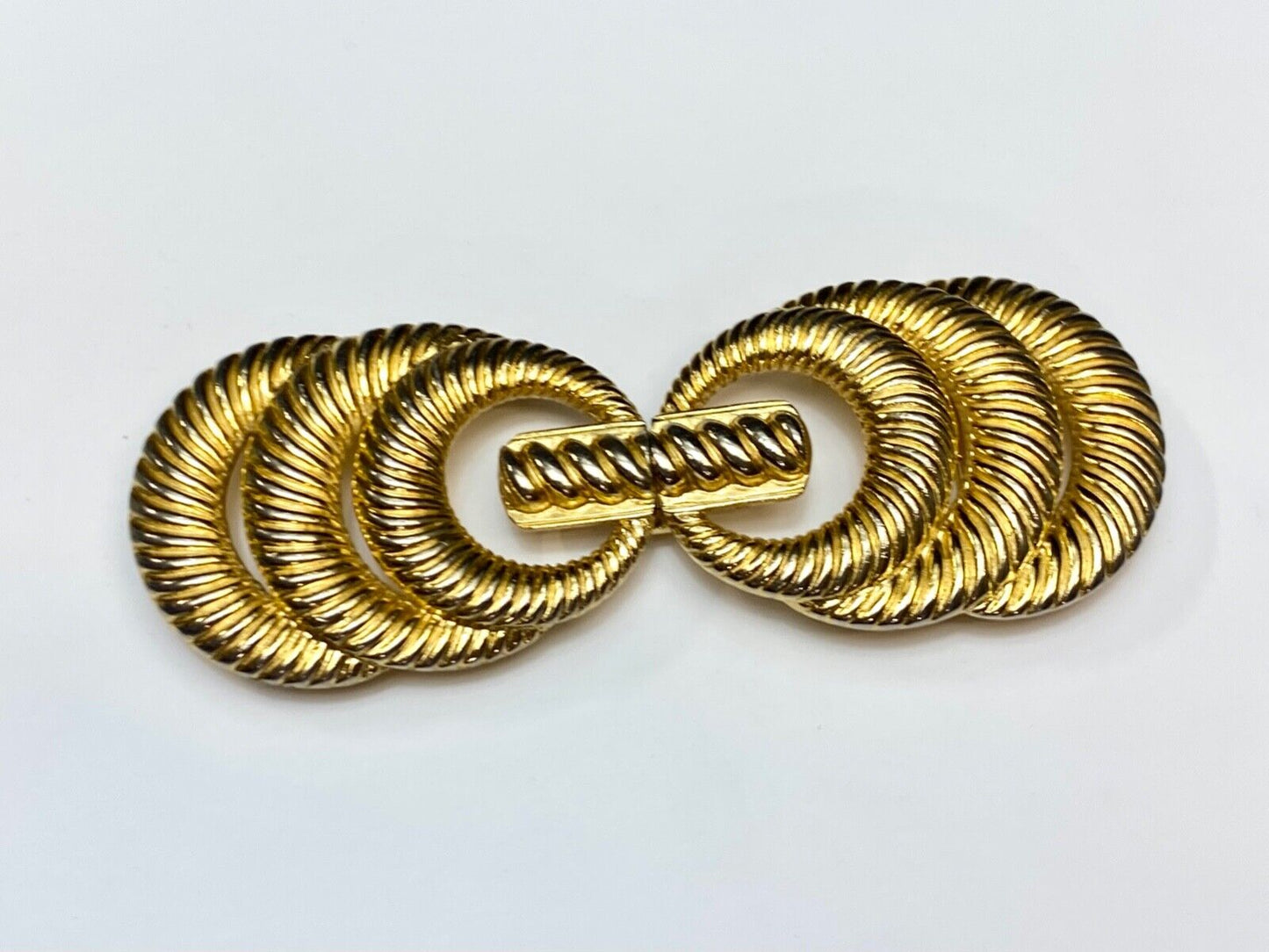 80's Accessocraft NYC Loops - Two piece Interlocking gold color belt buckle