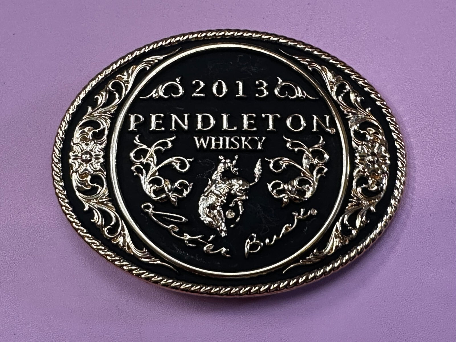 2013 Pendleton Whiskey Let'er Buck Rodeo Cowboy Montana Silversmiths Belt Buckle