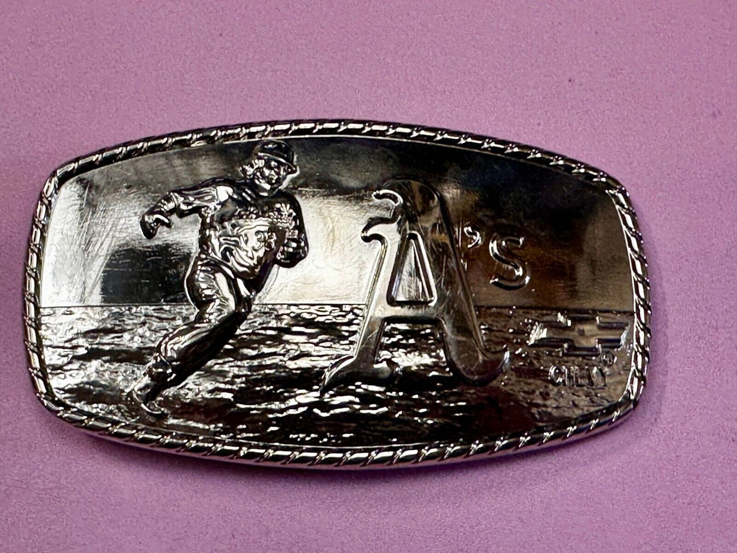 A's Baseball Logo Athletics Sports Oakland CA Silver Color Wide Belt Buckle