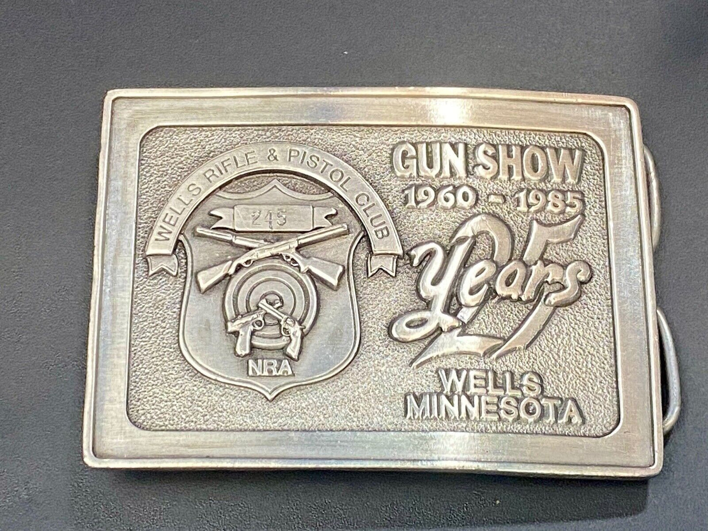 25 years, wells Montana gun show  hunters rifle and pistol club NRA belt buckle 