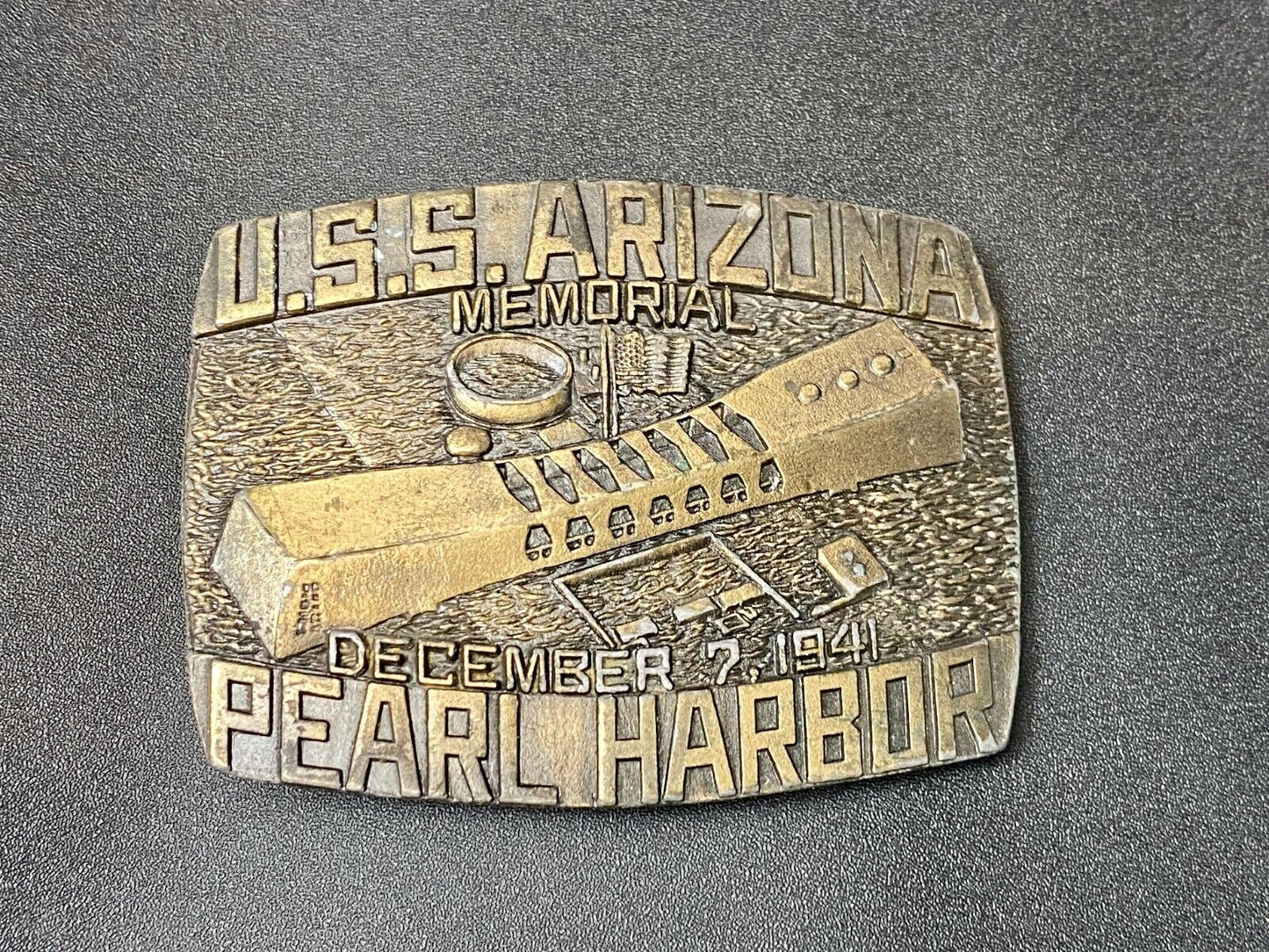 Uss Arizona Memorial Pearl Harbor Commemorative Belt Buckle Indiana Metal Craft
