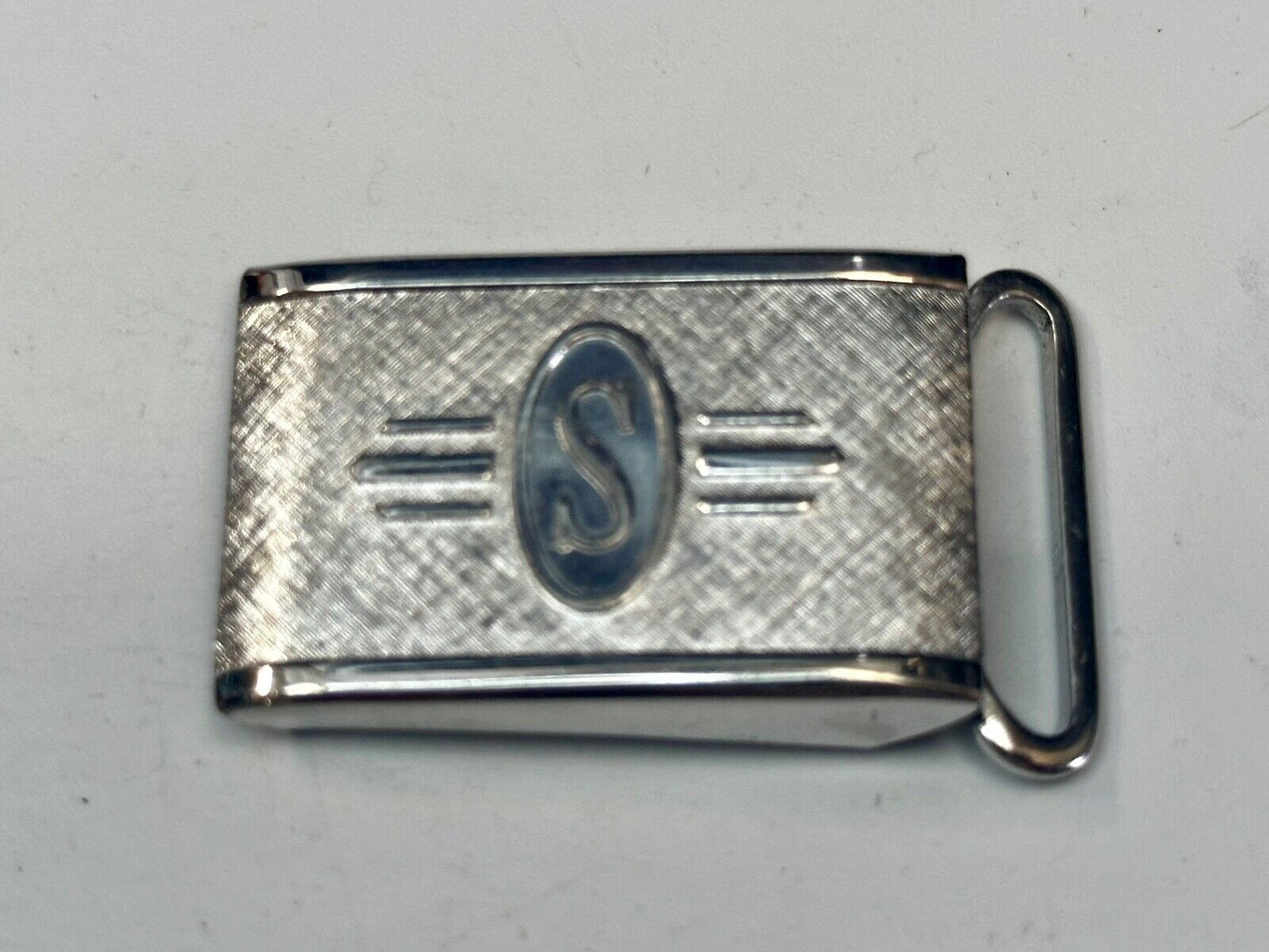 Art Deco Nuevo Letter S Initial Monogram Belt Buckle signed Paris