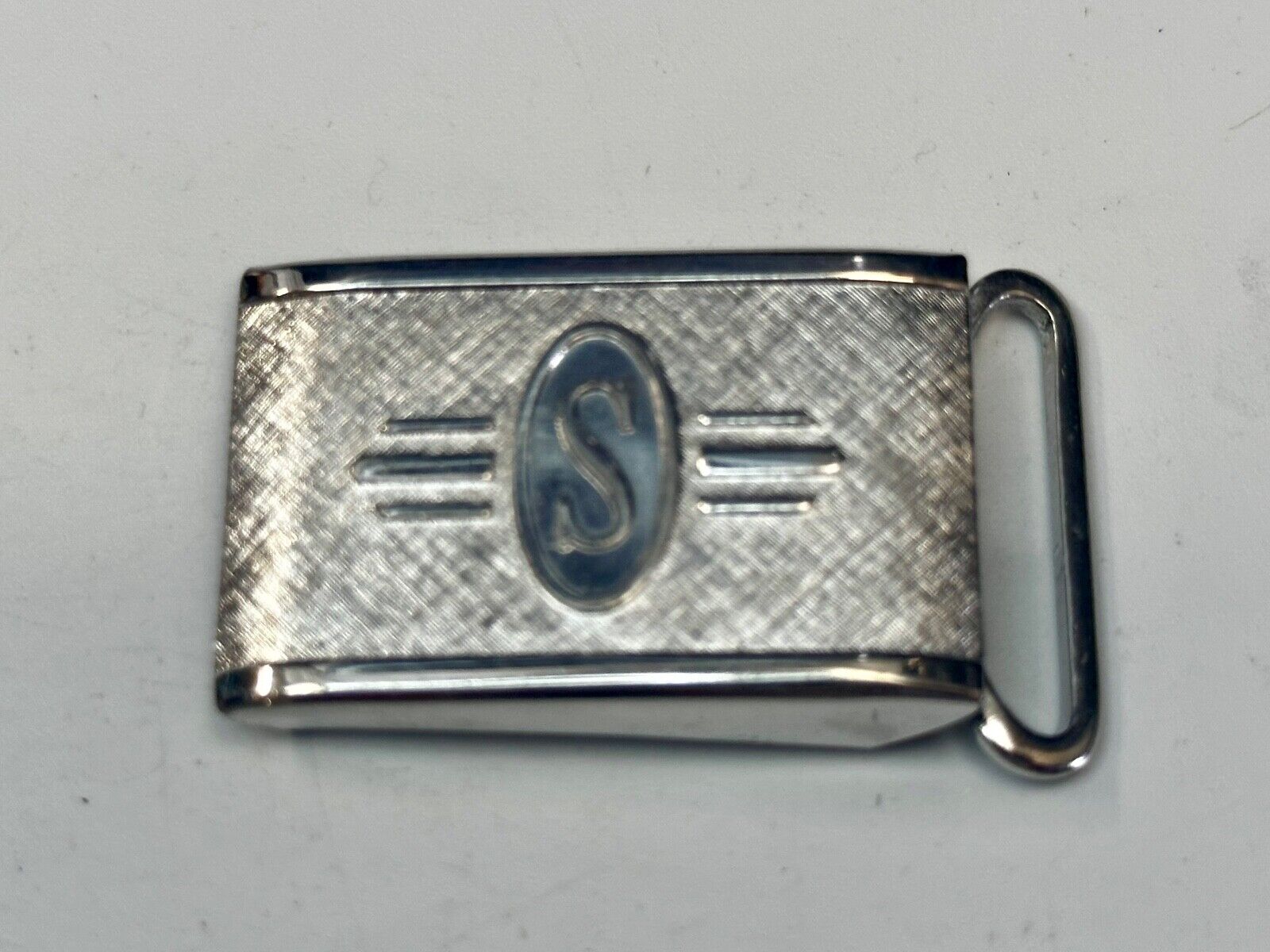 Art Deco Nuevo Letter S Initial Monogram Belt Buckle signed Paris