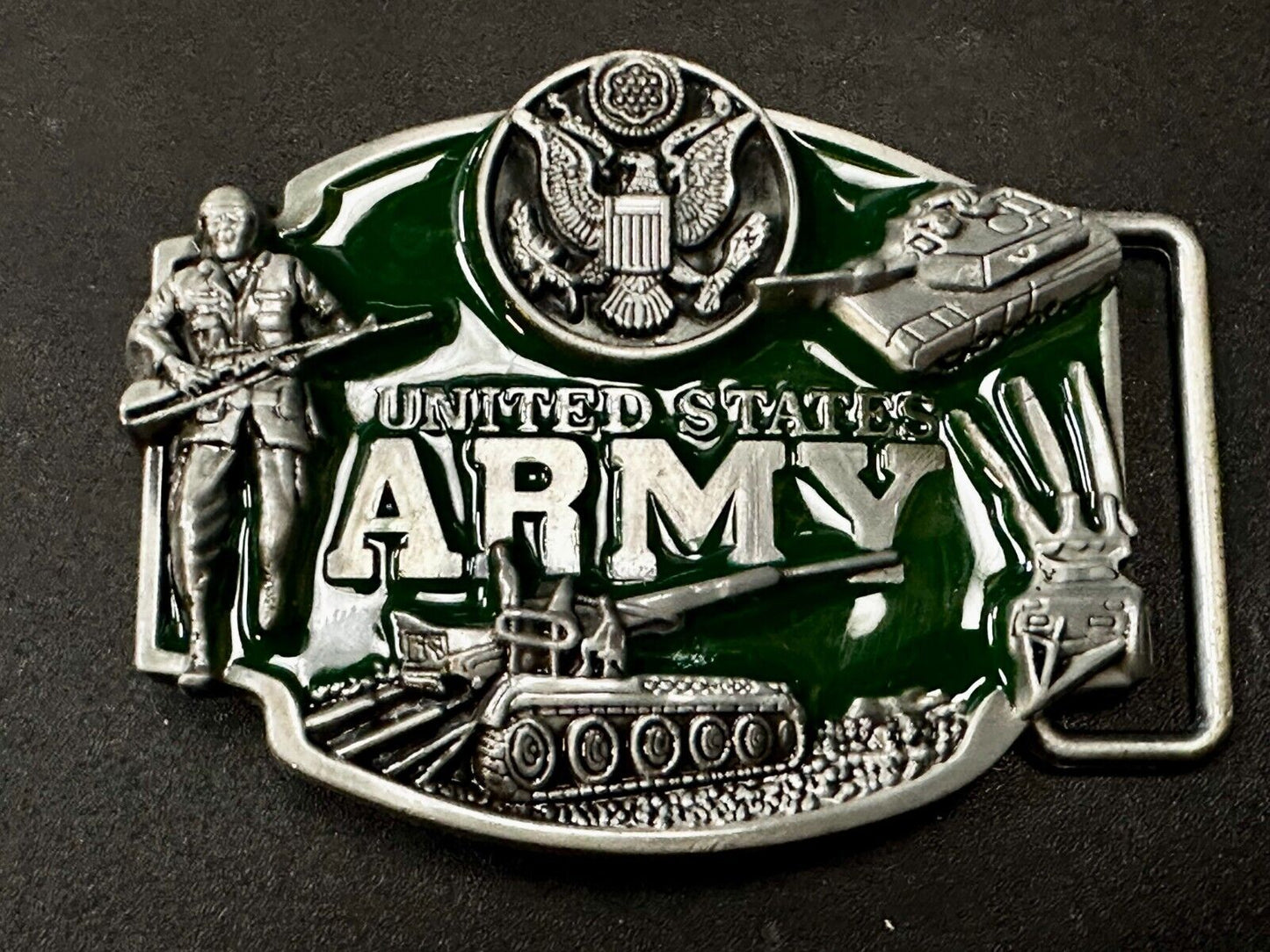 US Army United States Patriotic Soldiers Tanks Raised USA Eagle Belt Buckle