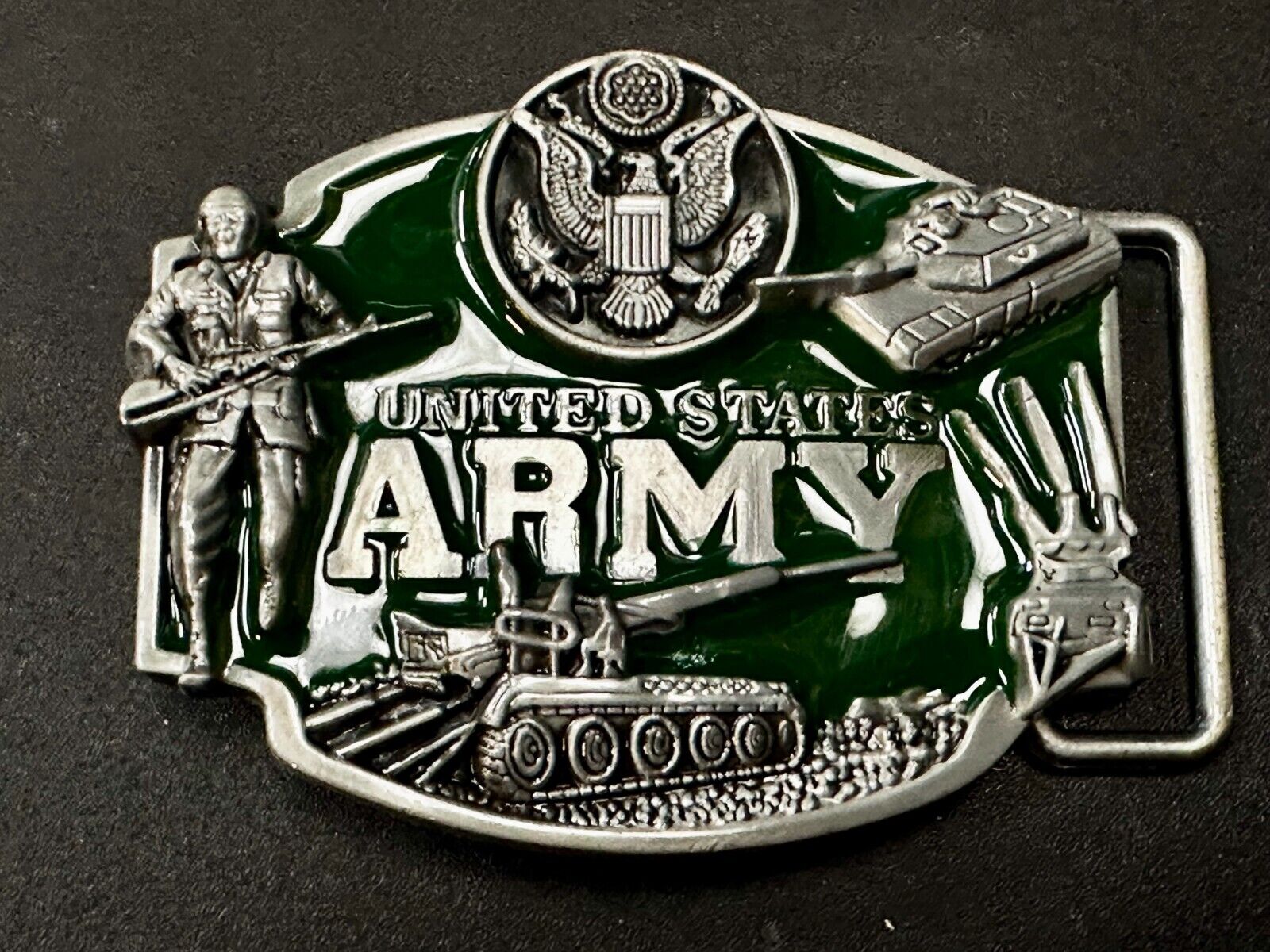 US Army United States Patriotic Soldiers Tanks Raised USA Eagle Belt Buckle