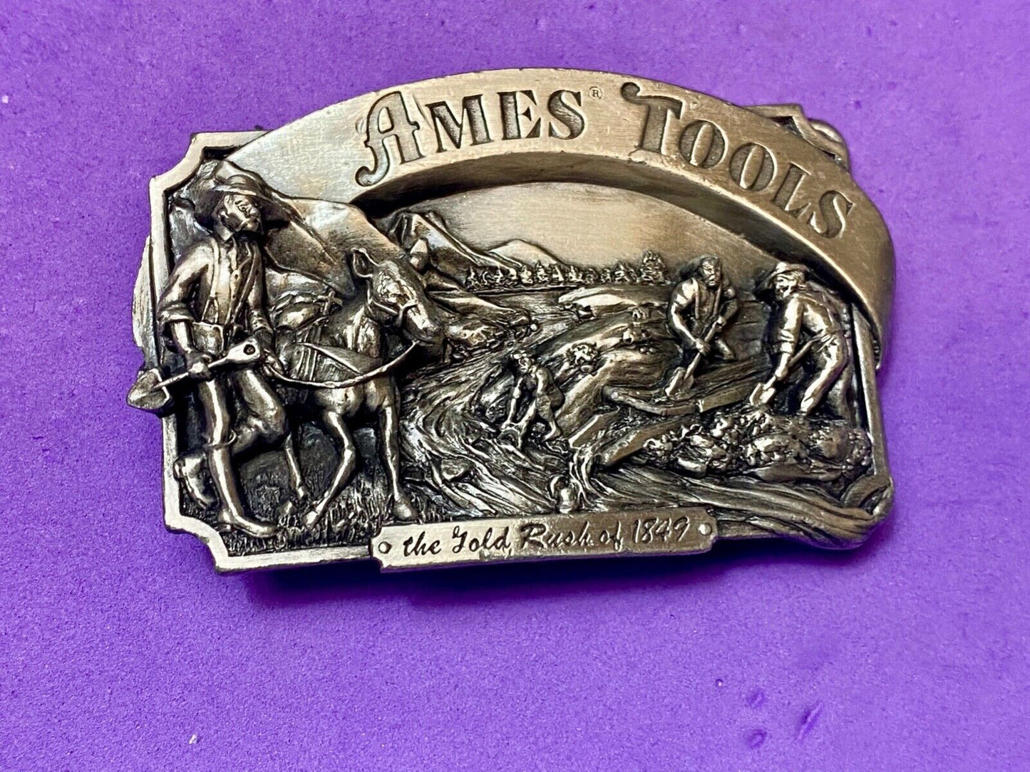Ames Tools The gold rush of 1849 Vintage 1985 Siskiyou belt buckle