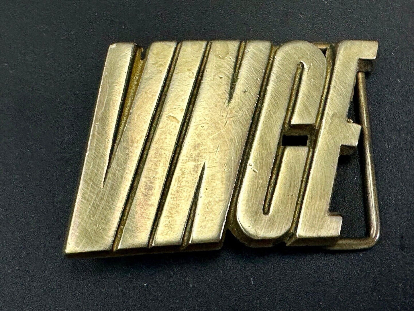 VINCE  custom name cutout block letter solid brass belt buckle by Baron Buckles