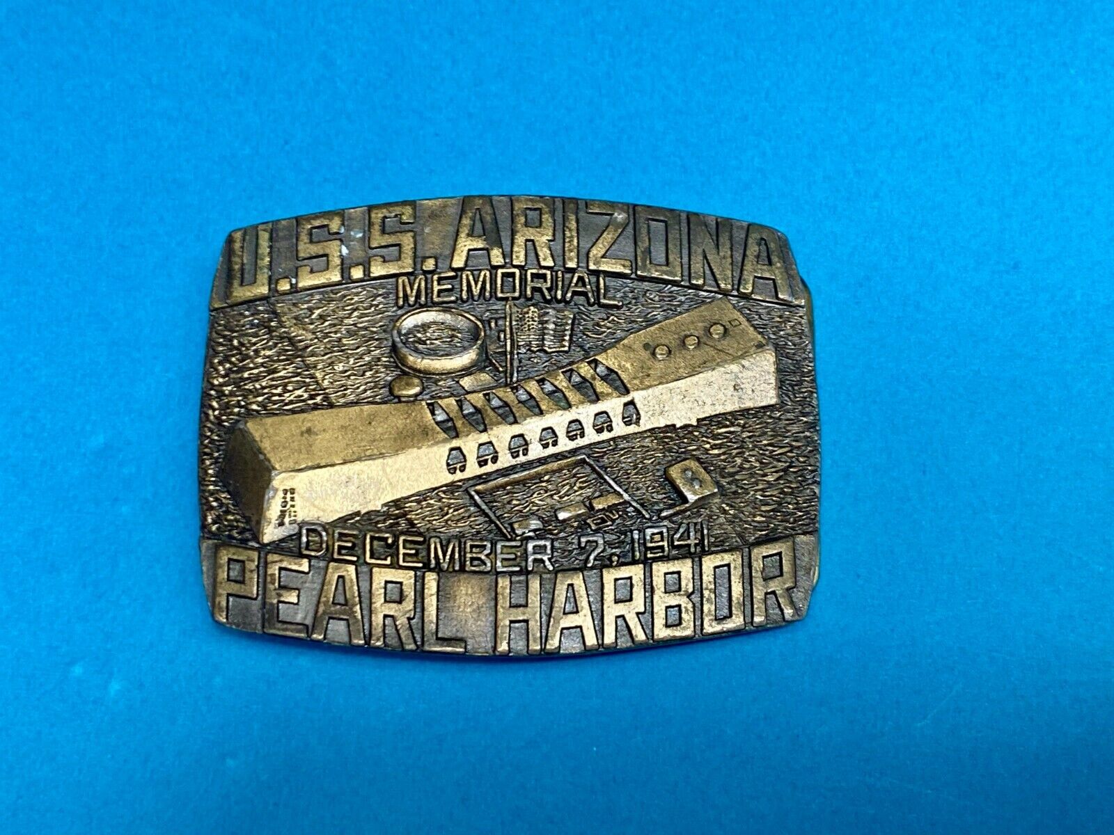 Uss Arizona Memorial Pearl Harbor Commemorative Belt Buckle Indiana Metal Craft