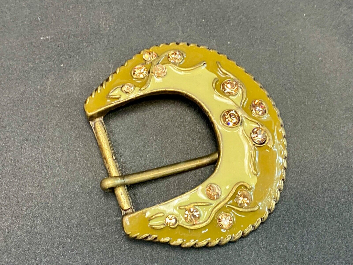 Unique Enameled Ranger Style Women's Rhinestone Accented Belt Buckle