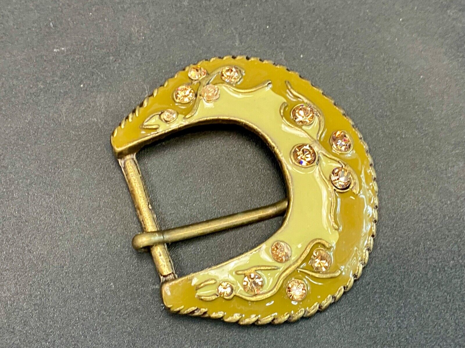 Unique Enameled Ranger Style Women's Rhinestone Accented Belt Buckle