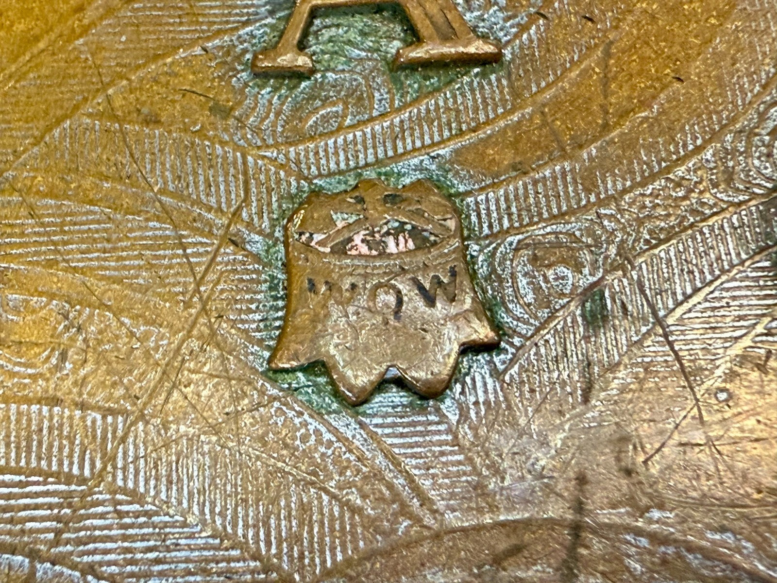 Three Letter AAA Logo Symbol Unknown? WOW Co Antique Hook-Fast Belt Buckle